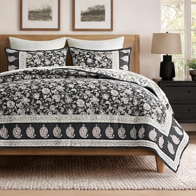 EverGrace Cotton Quilt Set Queen Size, 100% Cotton Reversible Lightweight by EverGrace
