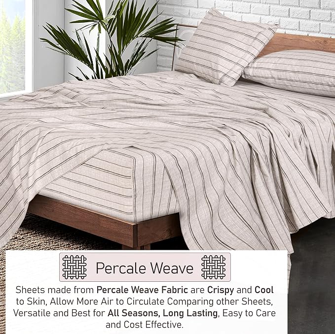 RUVANTI 100% Cotton Sheets – Twin Size Percale Bedding, Cooling & Breathable - Image 3