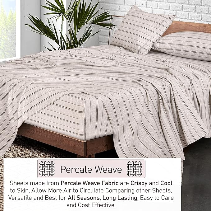 RUVANTI 100% Cotton Sheets – California King Percale Bedding, Cooling & - Image 3