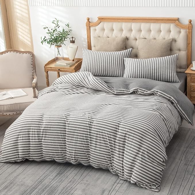 PURE ERA Jersey Knit Duvet Cover Set 100% T-Shirt Heather Cotton Super Soft - Image 5