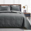 Love's cabin King Size Quilt Bedding Set Dark Grey Bedspreads by Lovescabin