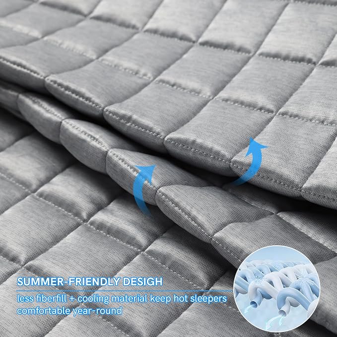 YnM 12lbs Weighted Blanket for Adults, Cotton Heavy Bed Throw Blanket - Image 3