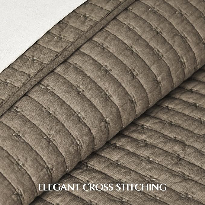 EVERGRACE Cross Stitch Pre-Washed Cotton Quilt Bedding Set King Size, Oversized - Image 3