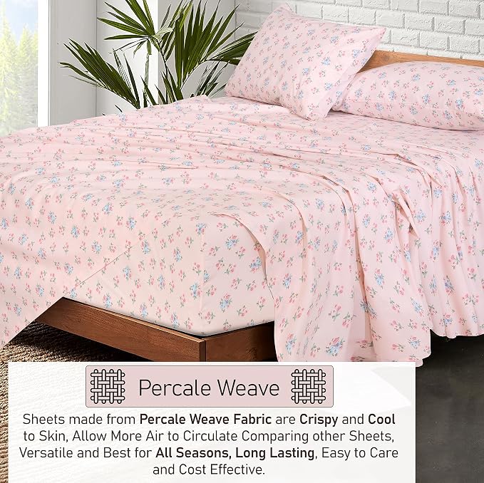 RUVANTI 100% Cotton Sheets – Queen Size Percale Bedding, Cooling & Breathable - Image 3