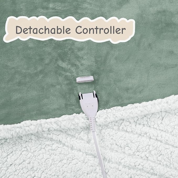Electric Heated Blanket Throw Size 50"x60", Soft Flannel - Image 7