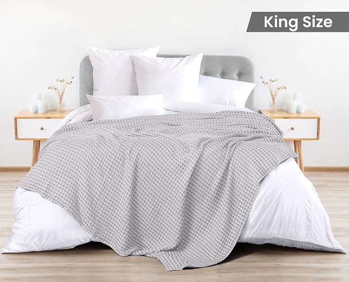 Utopia Bedding 100% Cotton Waffle Weave Blanket King Size - Image 2