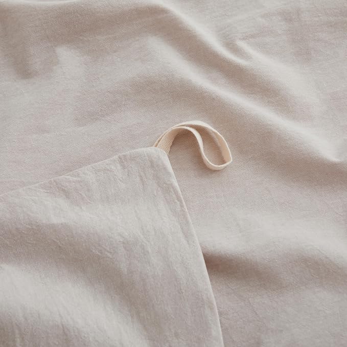 LOVQUE 100% Washed Cotton Duvet Cover Set King Size, Linen Like Natural Bedding - Image 4