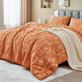 MUXHOMO Duvet Cover King Size, Reversible Floral Caramel Duvet Cover Set by MUXHOMO