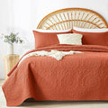 WURUIBO Burnt Orange Quilt Set King/Cal King Size, Embossing Microfiber by WURUIBO