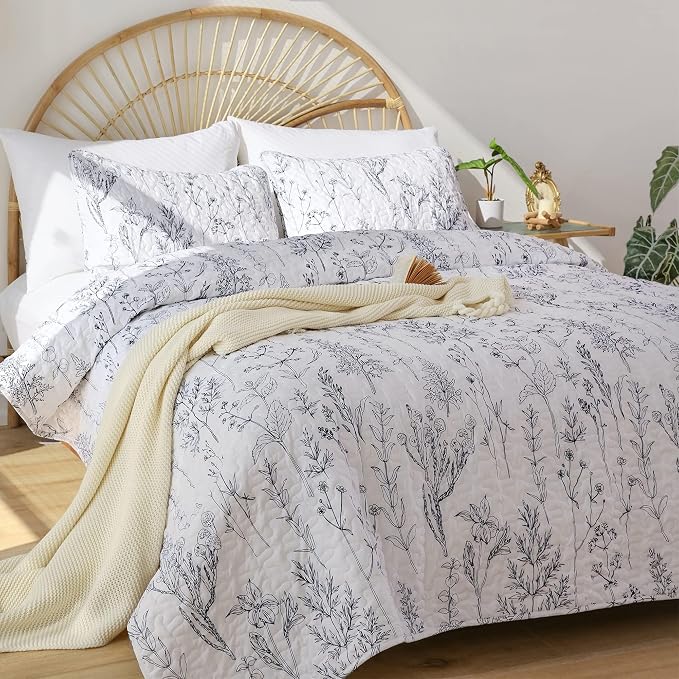 JANZAA Quilt King Size White Quilt Bed Spread Boho Quilt - Image 6