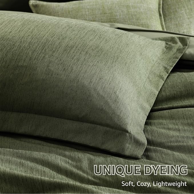 Monbix King Size Comforter Set, Olive Green King Bed Set Reversible, King Size - Image 7