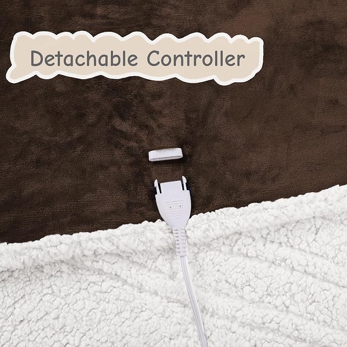 Electric Heated Blanket Full Size 72"x84", Soft Flannel - Image 7