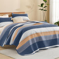 Litanika California King Quilt Set BlueO, Stripe Patchwork Summer Bedspread by Litanika