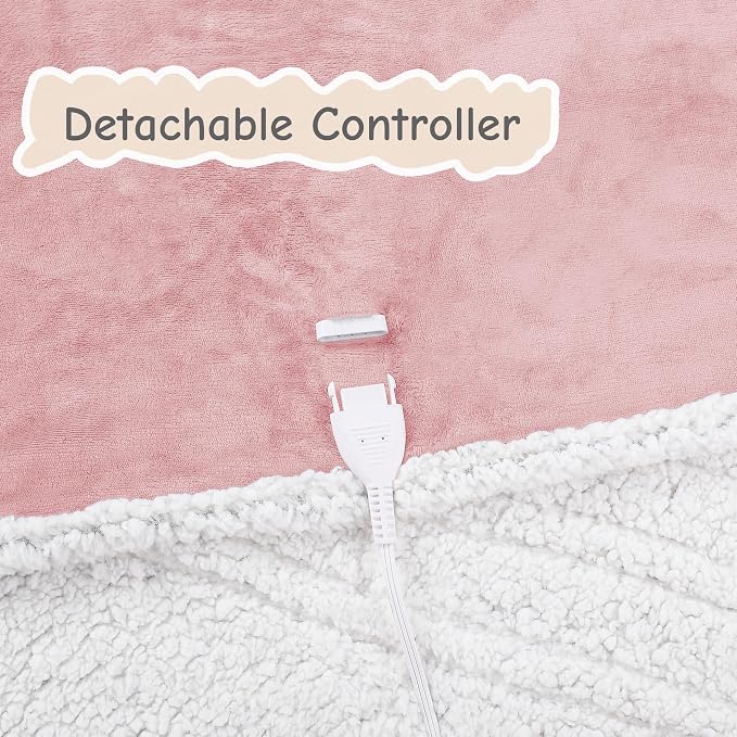 Electric Heated Blanket Throw Size 50"x60", Soft Flannel - Image 6
