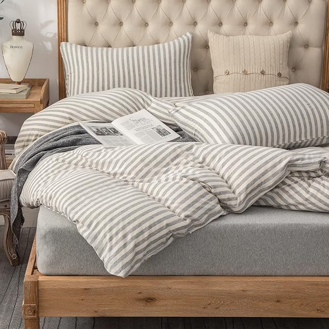 PURE ERA Jersey Knit Duvet Cover Set 100% T-Shirt Heather Cotton Super Soft by PUREERA
