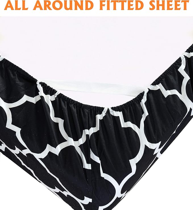 Elegant Comfort Luxury Soft Bed Sheets Quatrefoil Pattern - Image 5