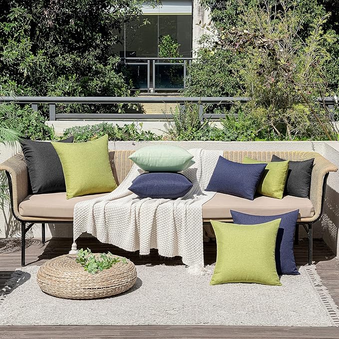 MIULEE Pack of 2 Decorative Outdoor Solid Waterproof Throw Pillow Covers Euro - Image 6