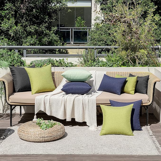 MIULEE Pack of 2 Decorative Outdoor Solid Waterproof Throw Pillow Covers Faux - Image 4