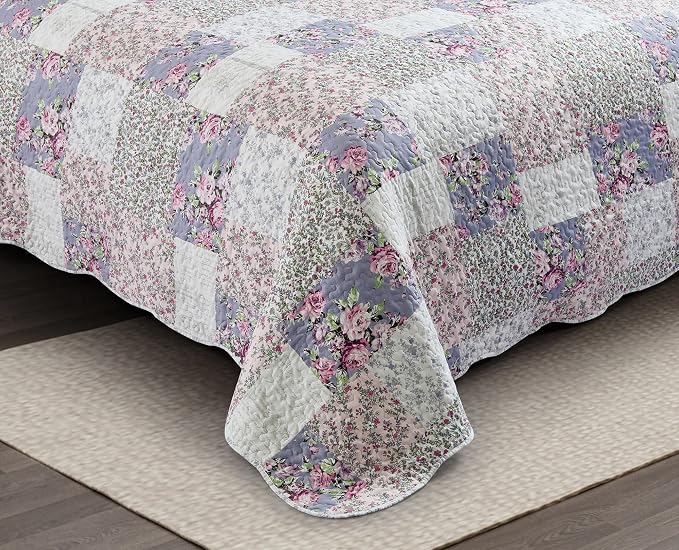 Brilliant Sunshine Roses Toile Quilt Set, 3-Piece Bedding Sets Traditional - Image 4