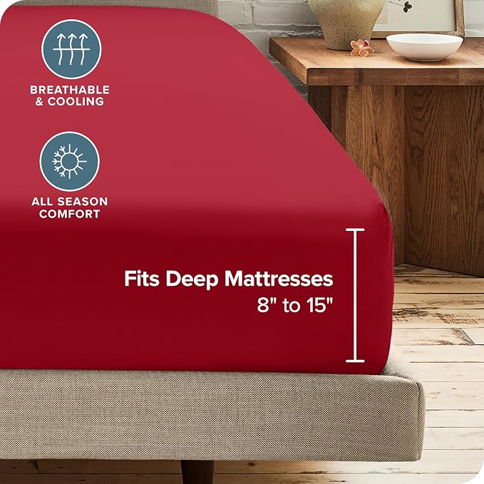 Bare Home 2-Pack Fitted Bottom Sheets Queen - Image 4