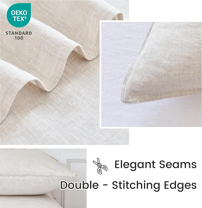 Simple&Opulence 100% Linen Euro Shams 26'' x 26'' Pack of 2, Embroidery - Image 3