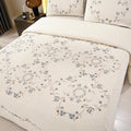 Quilt Set Blue Floral 3D Embroidery Pattern 3 PCS 100% Cotton Reversible by ROOMLIFE