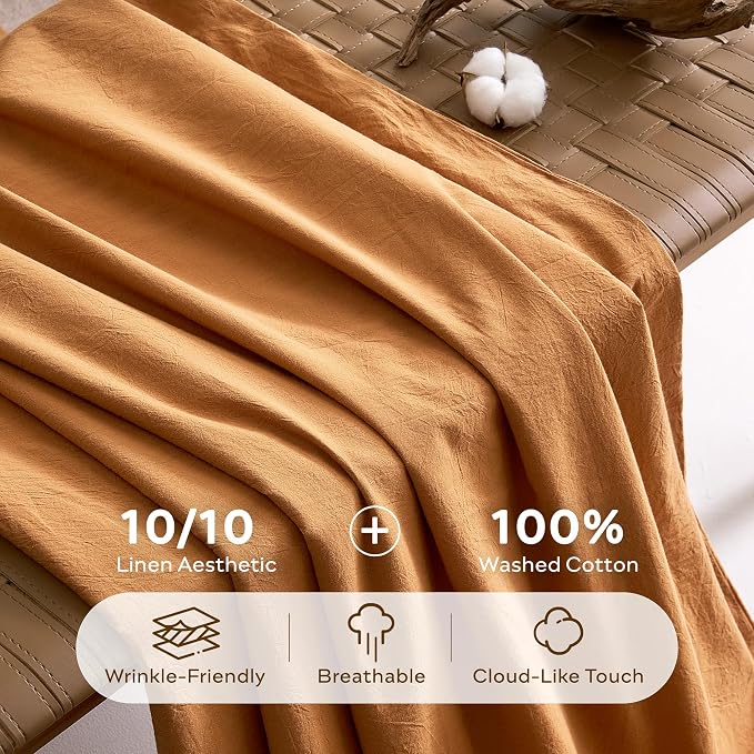 JELLYMONI 100% Washed Cotton Duvet Cover Twin – Soft, Breathable Linen-Look - Image 3