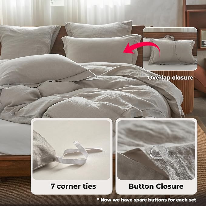 Simple&Opulence 100% Washed Linen Duvet Cover - Image 4