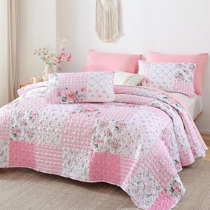 YIKUSH Quilt Sets Queen Size Floral Quilt Set 3 Pieces Bedding Set Bedspreads - Image 6