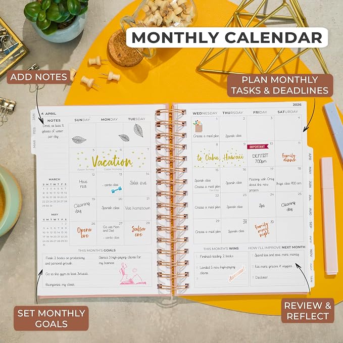 Clever Fox Dated Planner with Tabs 2026 – Weekly & Monthly Spiral Planner with - Image 4
