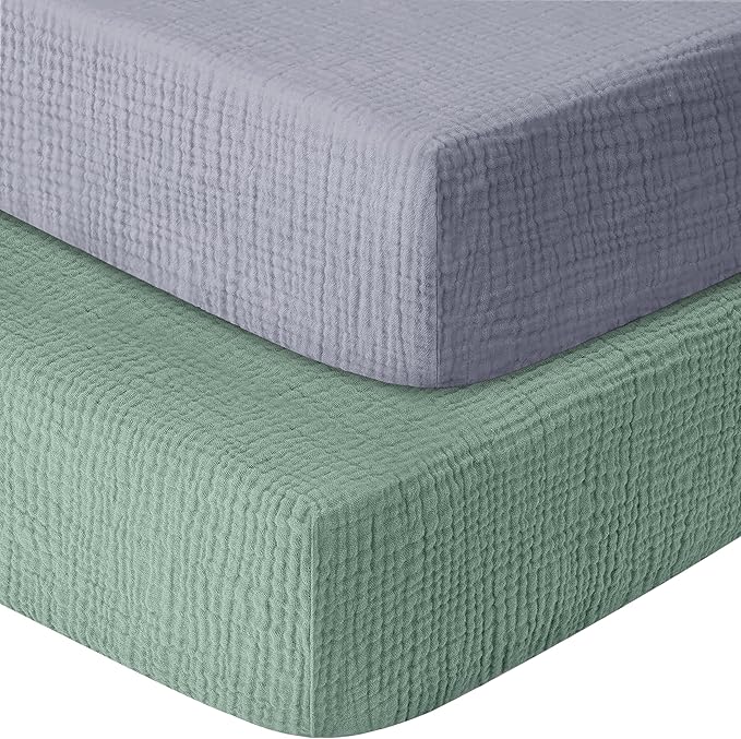 GUNTAIL Muslin Crib Sheets for Boys Girls 100% Cotton Fitted Baby Crib Sheet 2 by GUNTAIL