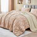 MUXHOMO Duvet Cover Full Size, Reversible Floral Rosy Gold Duvet Cover Set by MUXHOMO