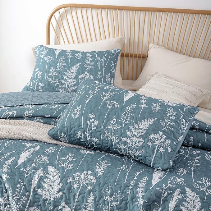 JANZAA Twin Quilt Mineral Blue Quilt Bed Spread Boho Quilt - Image 7
