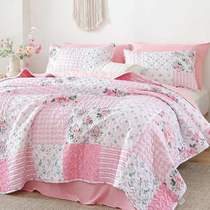 YIKUSH Quilt Sets Twin Size Floral Quilt Set 2 Pieces Bedding Set Bedspreads - Image 4