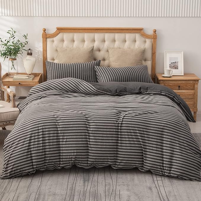 PURE ERA Jersey Knit Duvet Cover Set 100% T-Shirt Heather Cotton Super Soft - Image 6