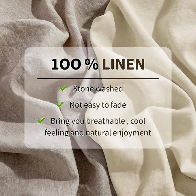 LBRO2M 100% Pure Linen Sheet Set Deep Pocket Up to 16" Bed Sheets Sets - Image 5
