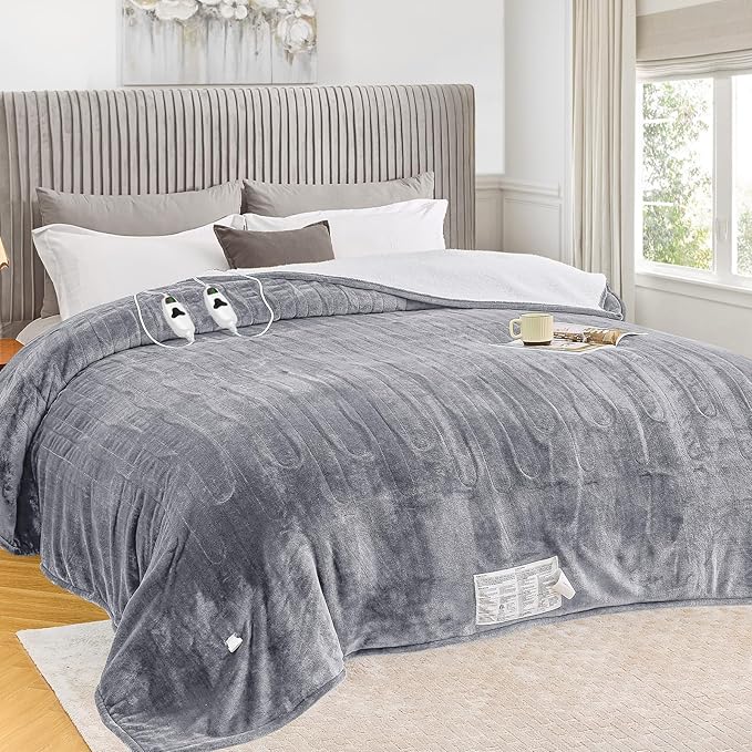 greenoak Heated Blanket Electric King Size 100"X90" Dual Control, Heating by Greenoak
