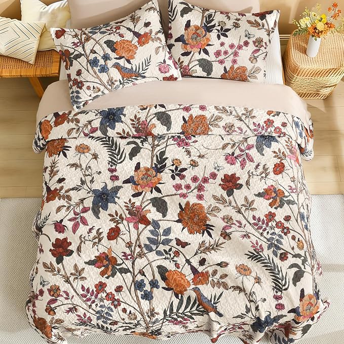 Litanika Floral Light Beige Quilt King Size - Image 4