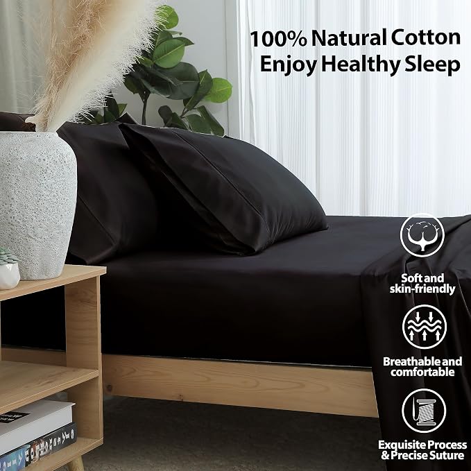 King Size Fitted Sheet Only Black, 100% Egyptian Cotton 600 Thread Count - Image 3
