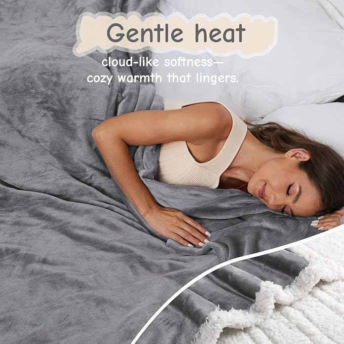 Electric Heated Blanket Throw Size 50"x60", Soft Flannel - Image 3