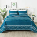 Andency Teal California King Quilt Set, 3 Pieces Boho Lightweight Soft Striped by Andency