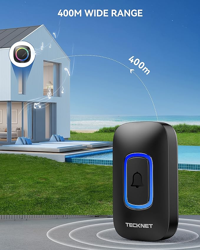 TECKNET Wireless Doorbell, 2 Transmitters 2 Receivers Door Bell Battery Operated - Image 4