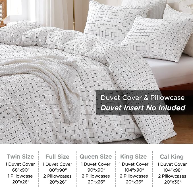 TOCOMOA Checkered Duvet Cover Set 100% Natural Cotton Soft Comfy Breathable 3 - Image 8