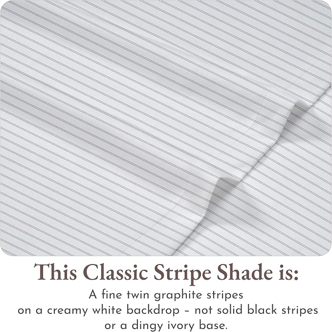 California Design Den Stripe Sheets Queen Size, 100% Cotton Sateen Printed - Image 4