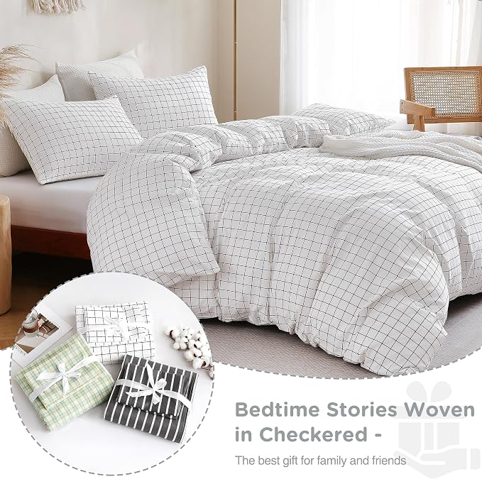 TOCOMOA Checkered Duvet Cover Set 100% Natural Cotton Soft Comfy Breathable 3 - Image 7