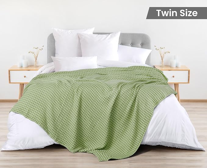 Utopia Bedding 100% Cotton Waffle Weave Blanket Twin Size - Image 2