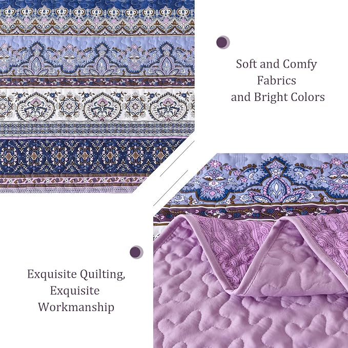WONGS BEDDING Boho Queen Quilt Set, Lightweight Bed Decor Bedspread - Image 4
