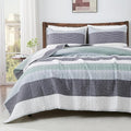 Andency Stripe Quilt Set Twin, 2 Pieces Mint Green Patchwork Striped Bedspread by Andency