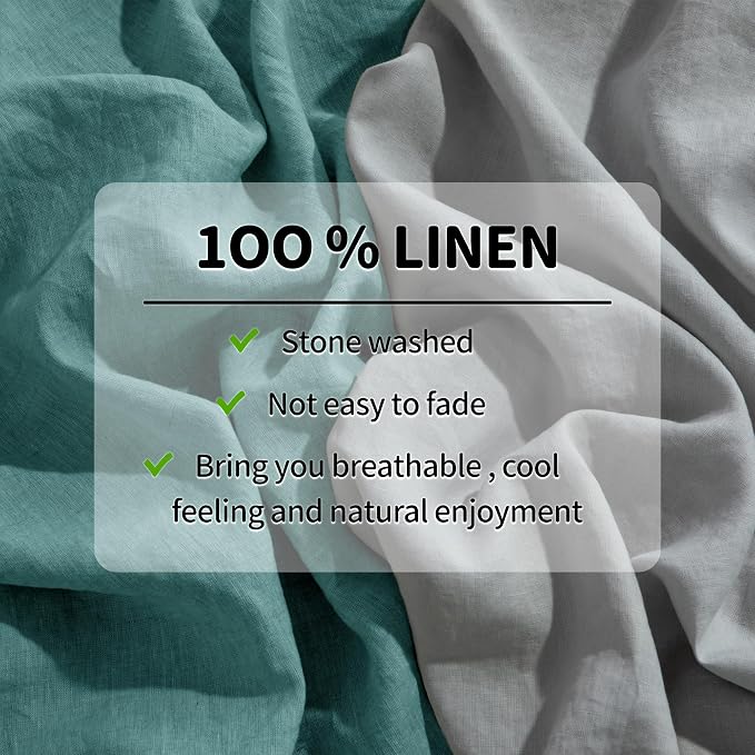 LBRO2M 100% Pure Linen Sheet Set Deep Pocket Up to 16" Bed Sheets Sets - Image 3