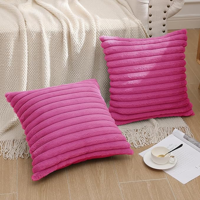 Pallene Faux Fur Plush Throw Pillow Covers 26x26 Set of 2, Luxury Soft Fluffy - Image 6